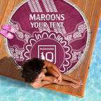 Custom QLD Maroons Rugby Beach Blanket Aussie Aboriginal Mix Polynesian Pattern