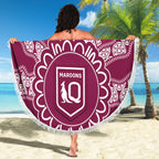 Custom QLD Maroons Rugby Beach Blanket Aussie Aboriginal Mix Polynesian Pattern