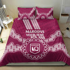 Custom QLD Maroons Rugby Bedding Set Aussie Aboriginal Mix Polynesian Pattern