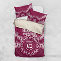 Custom QLD Maroons Rugby Bedding Set Aussie Aboriginal Mix Polynesian Pattern