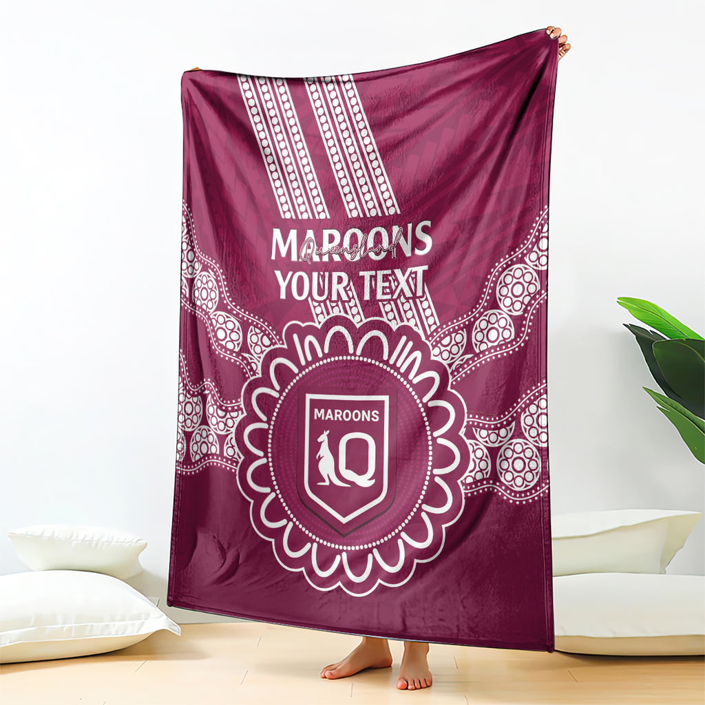 Custom QLD Maroons Rugby Blanket Aussie Aboriginal Mix Polynesian Pattern