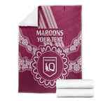 Custom QLD Maroons Rugby Blanket Aussie Aboriginal Mix Polynesian Pattern