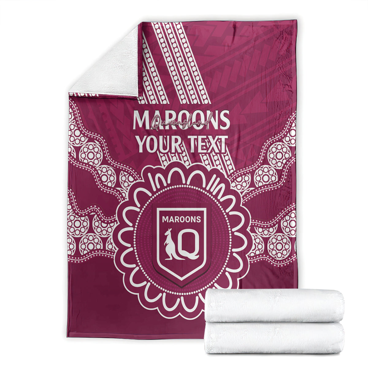 Custom QLD Maroons Rugby Blanket Aussie Aboriginal Mix Polynesian Pattern