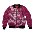 Custom QLD Maroons Rugby Bomber Jacket Aussie Aboriginal Mix Polynesian Pattern