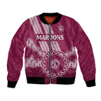 Custom QLD Maroons Rugby Bomber Jacket Aussie Aboriginal Mix Polynesian Pattern