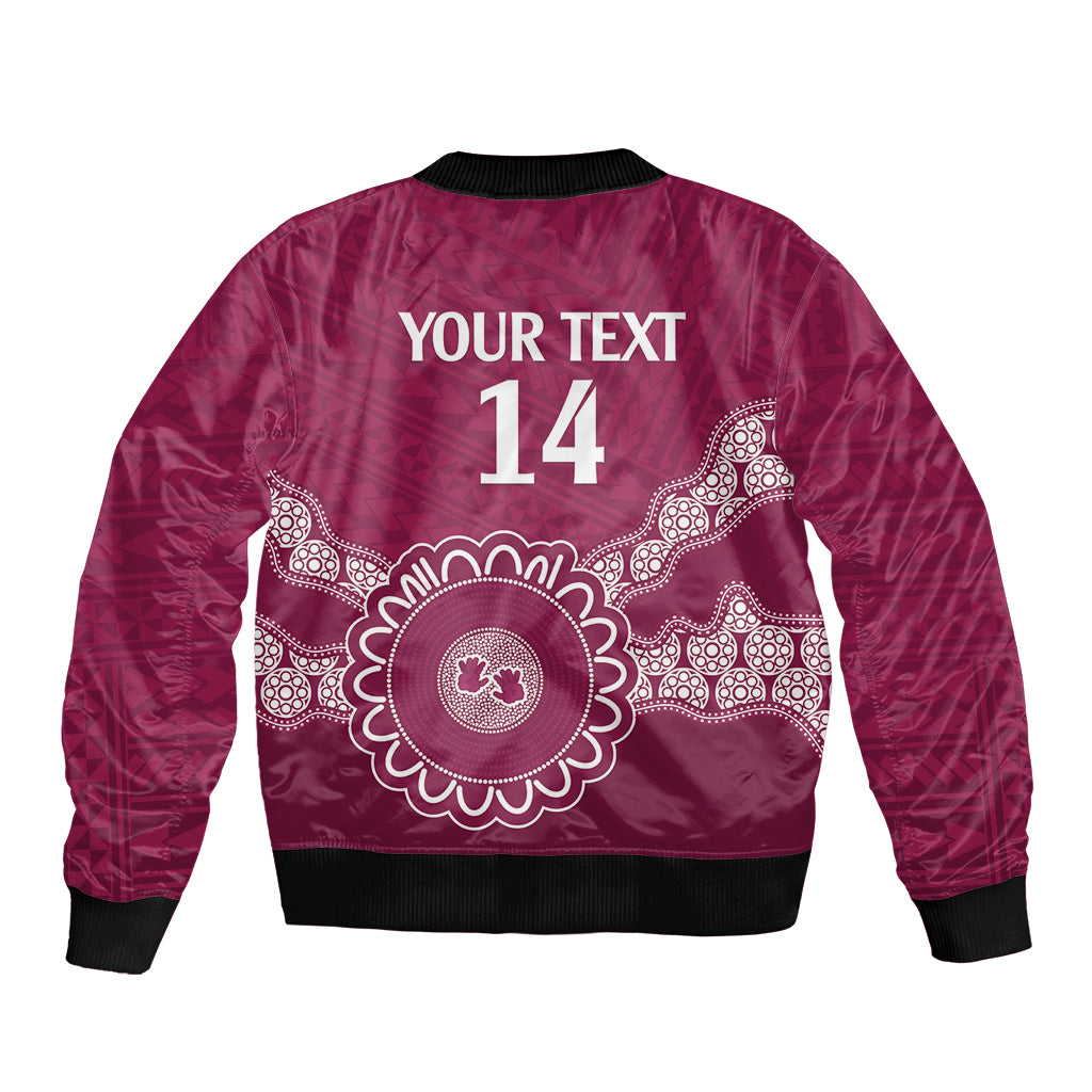 Custom QLD Maroons Rugby Bomber Jacket Aussie Aboriginal Mix Polynesian Pattern