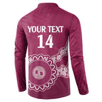 Custom QLD Maroons Rugby Button Sweatshirt Aussie Aboriginal Mix Polynesian Pattern