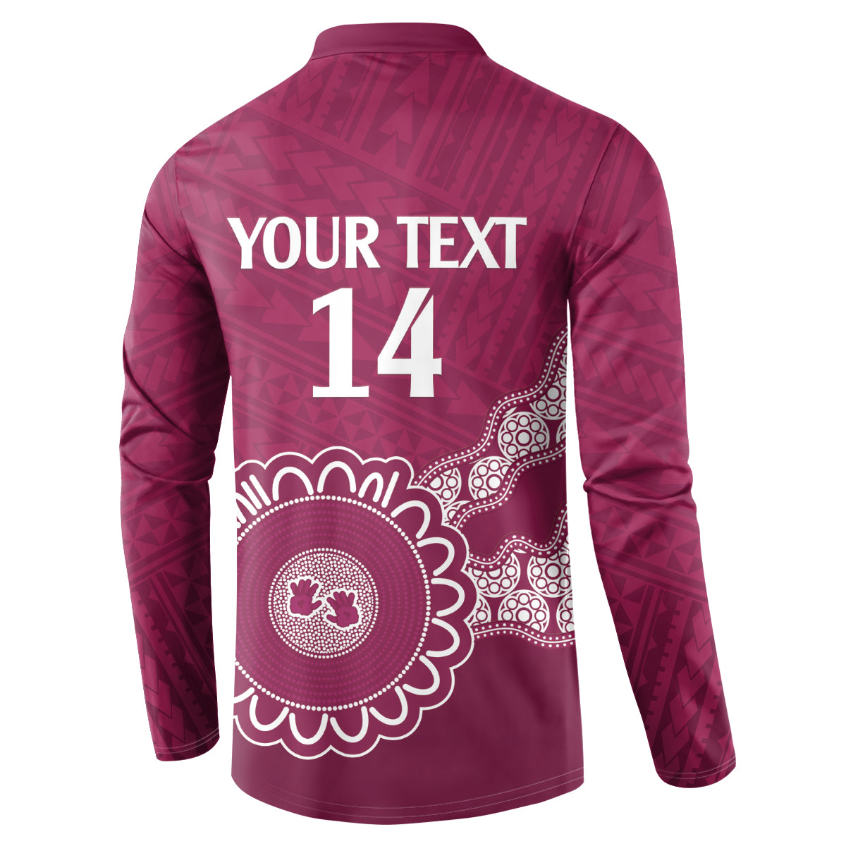 Custom QLD Maroons Rugby Button Sweatshirt Aussie Aboriginal Mix Polynesian Pattern
