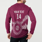 Custom QLD Maroons Rugby Button Sweatshirt Aussie Aboriginal Mix Polynesian Pattern