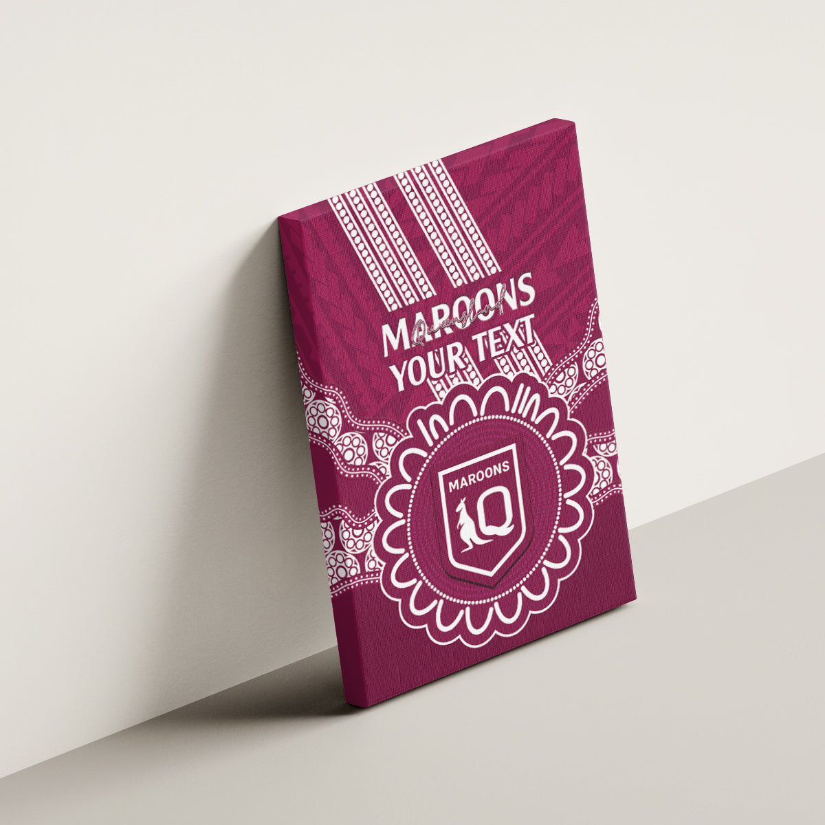 Custom QLD Maroons Rugby Canvas Wall Art Aussie Aboriginal Mix Polynesian Pattern