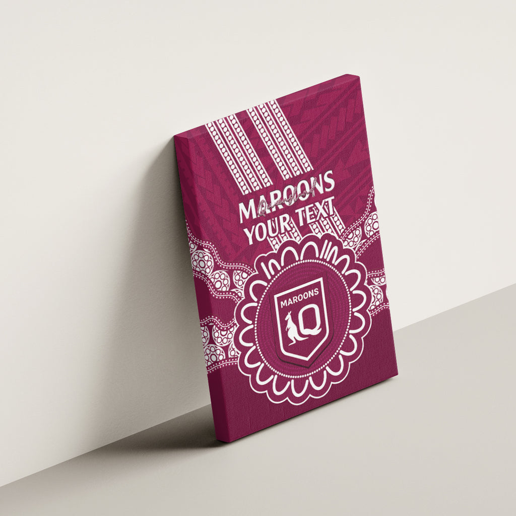 Custom QLD Maroons Rugby Canvas Wall Art Aussie Aboriginal Mix Polynesian Pattern
