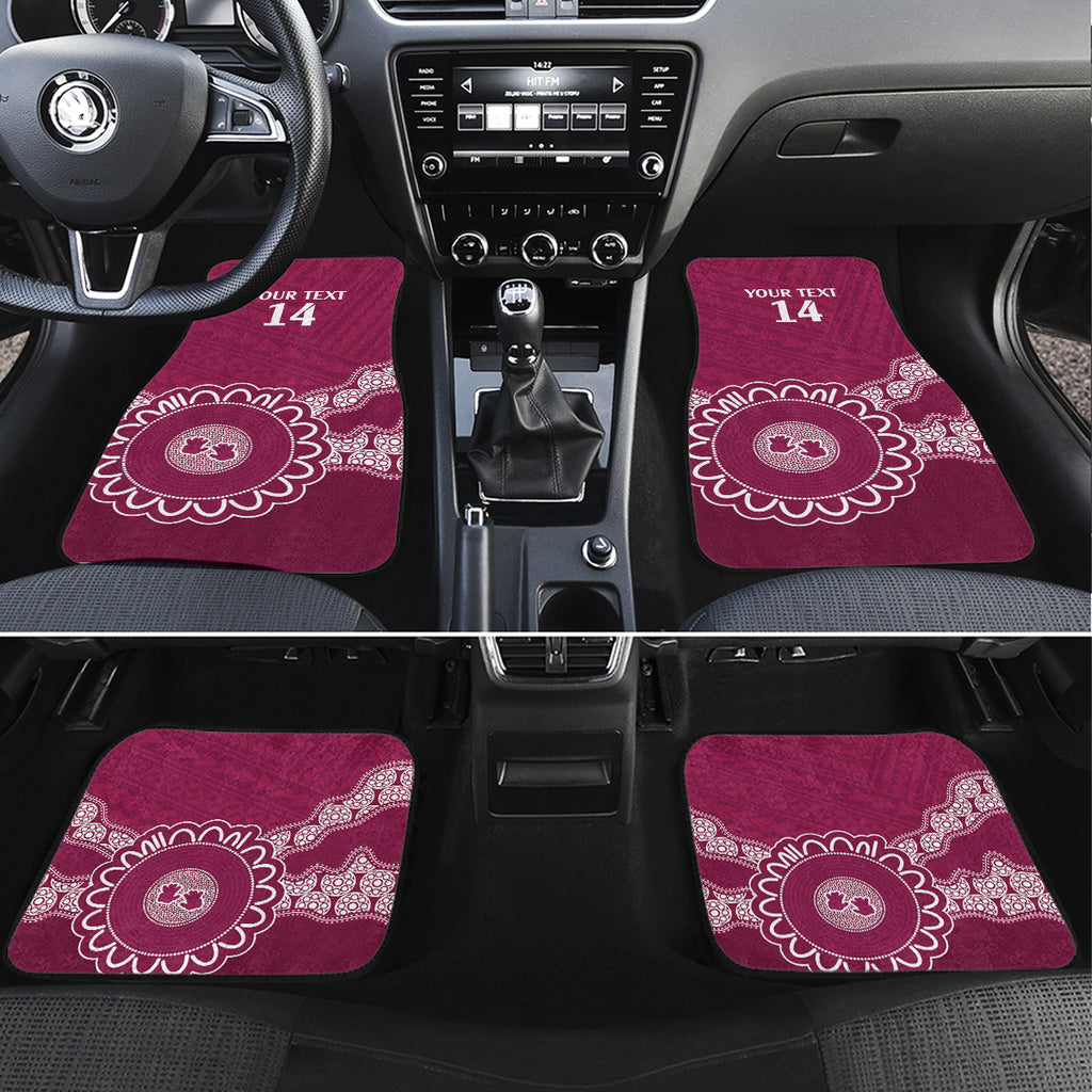 Custom QLD Maroons Rugby Car Mats Aussie Aboriginal Mix Polynesian Pattern