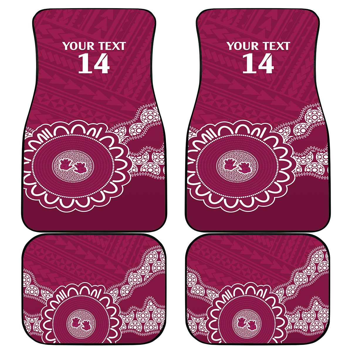 Custom QLD Maroons Rugby Car Mats Aussie Aboriginal Mix Polynesian Pattern