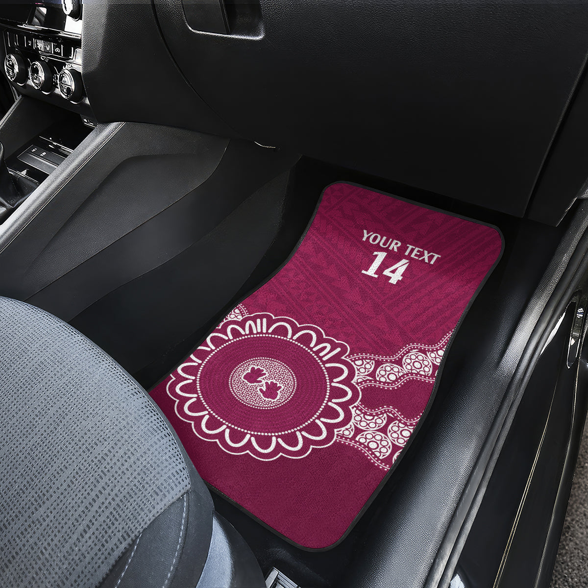 Custom QLD Maroons Rugby Car Mats Aussie Aboriginal Mix Polynesian Pattern