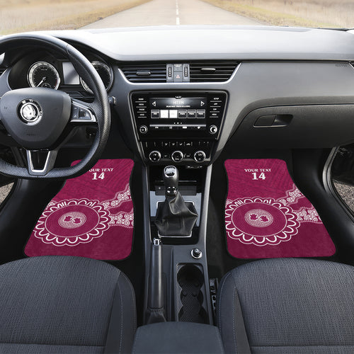 Custom QLD Maroons Rugby Car Mats Aussie Aboriginal Mix Polynesian Pattern