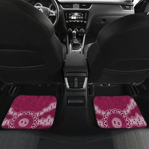 Custom QLD Maroons Rugby Car Mats Aussie Aboriginal Mix Polynesian Pattern