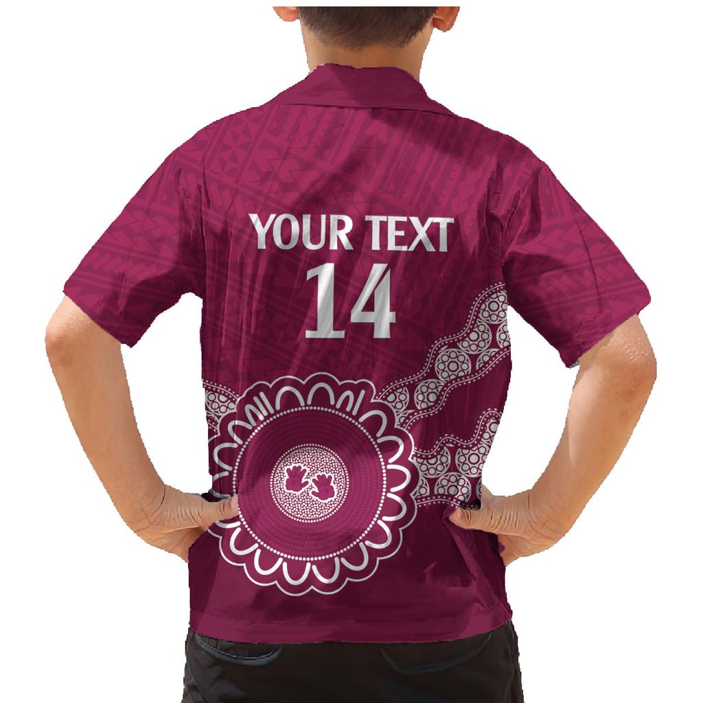 Custom QLD Maroons Rugby Family Matching Mermaid Dress and Hawaiian Shirt Aussie Aboriginal Mix Polynesian Pattern