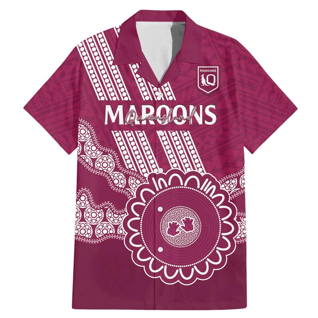 Custom QLD Maroons Rugby Family Matching Mermaid Dress and Hawaiian Shirt Aussie Aboriginal Mix Polynesian Pattern