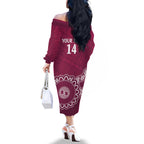 Custom QLD Maroons Rugby Family Matching Off The Shoulder Long Sleeve Dress and Hawaiian Shirt Aussie Aboriginal Mix Polynesian Pattern