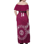 Custom QLD Maroons Rugby Family Matching Off Shoulder Maxi Dress and Hawaiian Shirt Aussie Aboriginal Mix Polynesian Pattern