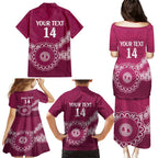 Custom QLD Maroons Rugby Family Matching Puletasi and Hawaiian Shirt Aussie Aboriginal Mix Polynesian Pattern