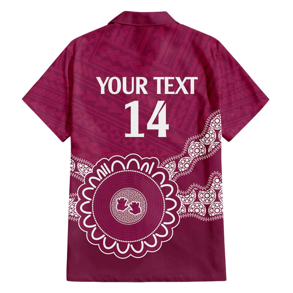 Custom QLD Maroons Rugby Family Matching Puletasi and Hawaiian Shirt Aussie Aboriginal Mix Polynesian Pattern