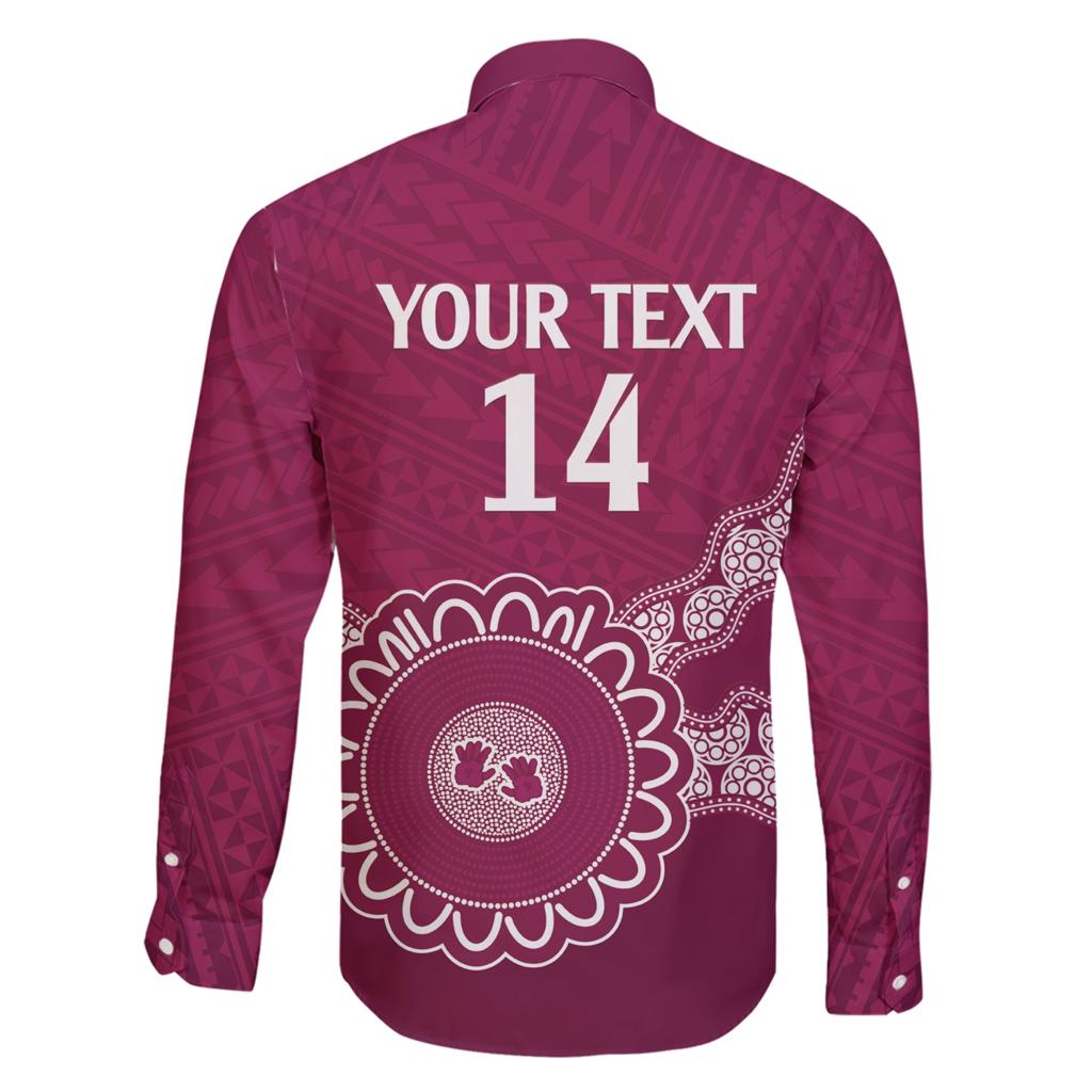 Custom QLD Maroons Rugby Family Matching Short Sleeve Bodycon Dress and Hawaiian Shirt Aussie Aboriginal Mix Polynesian Pattern