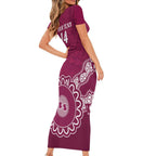 Custom QLD Maroons Rugby Family Matching Short Sleeve Bodycon Dress and Hawaiian Shirt Aussie Aboriginal Mix Polynesian Pattern