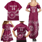 Custom QLD Maroons Rugby Family Matching Summer Maxi Dress and Hawaiian Shirt Aussie Aboriginal Mix Polynesian Pattern