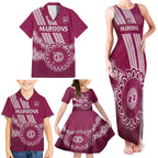Custom QLD Maroons Rugby Family Matching Tank Maxi Dress and Hawaiian Shirt Aussie Aboriginal Mix Polynesian Pattern