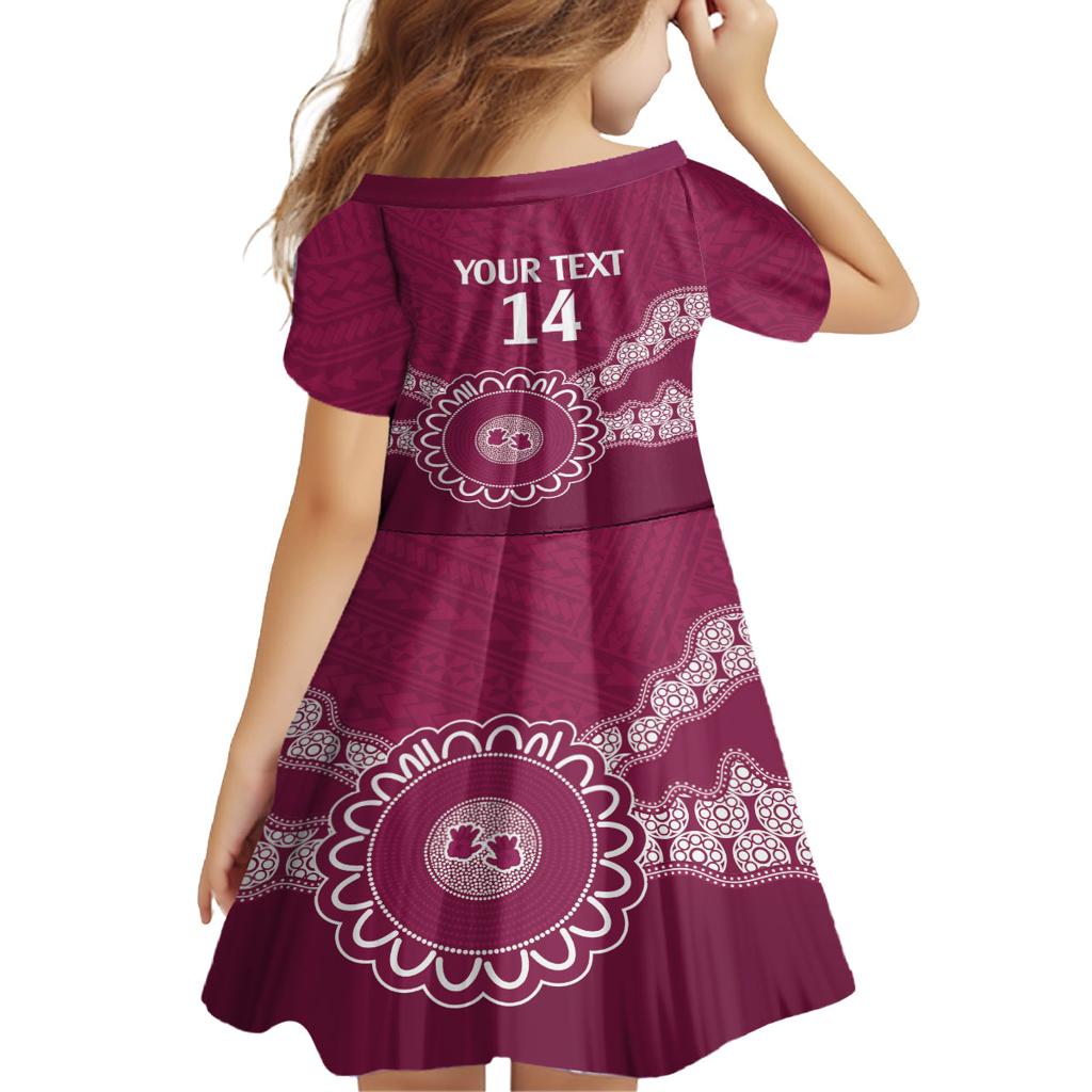Custom QLD Maroons Rugby Family Matching Tank Maxi Dress and Hawaiian Shirt Aussie Aboriginal Mix Polynesian Pattern