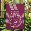 Custom QLD Maroons Rugby Garden Flag Aussie Aboriginal Mix Polynesian Pattern