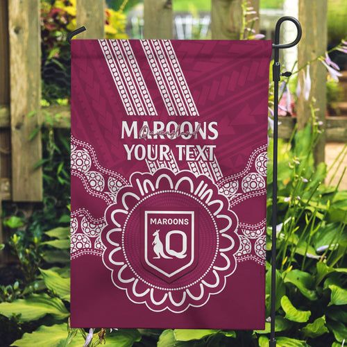 Custom QLD Maroons Rugby Garden Flag Aussie Aboriginal Mix Polynesian Pattern