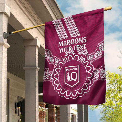 Custom QLD Maroons Rugby Garden Flag Aussie Aboriginal Mix Polynesian Pattern
