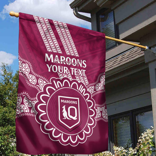 Custom QLD Maroons Rugby Garden Flag Aussie Aboriginal Mix Polynesian Pattern