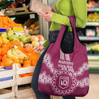 Custom QLD Maroons Rugby Grocery Bag Aussie Aboriginal Mix Polynesian Pattern