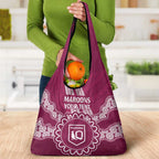 Custom QLD Maroons Rugby Grocery Bag Aussie Aboriginal Mix Polynesian Pattern