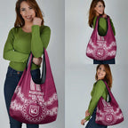 Custom QLD Maroons Rugby Grocery Bag Aussie Aboriginal Mix Polynesian Pattern