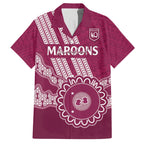 Custom QLD Maroons Rugby Hawaiian Shirt Aussie Aboriginal Mix Polynesian Pattern