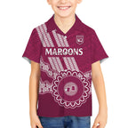 Custom QLD Maroons Rugby Hawaiian Shirt Aussie Aboriginal Mix Polynesian Pattern