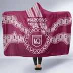 Custom QLD Maroons Rugby Hooded Blanket Aussie Aboriginal Mix Polynesian Pattern