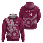 Custom QLD Maroons Rugby Hoodie Aussie Aboriginal Mix Polynesian Pattern