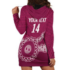 Custom QLD Maroons Rugby Hoodie Dress Aussie Aboriginal Mix Polynesian Pattern