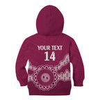 Custom QLD Maroons Rugby Kid Hoodie Aussie Aboriginal Mix Polynesian Pattern