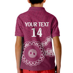 Custom QLD Maroons Rugby Kid Polo Shirt Aussie Aboriginal Mix Polynesian Pattern
