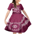 Custom QLD Maroons Rugby Kid Short Sleeve Dress Aussie Aboriginal Mix Polynesian Pattern