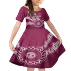 Custom QLD Maroons Rugby Kid Short Sleeve Dress Aussie Aboriginal Mix Polynesian Pattern