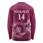 Custom QLD Maroons Rugby Long Sleeve Shirt Aussie Aboriginal Mix Polynesian Pattern