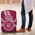 Custom QLD Maroons Rugby Luggage Cover Aussie Aboriginal Mix Polynesian Pattern