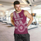 Custom QLD Maroons Rugby Men Tank Top Aussie Aboriginal Mix Polynesian Pattern